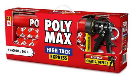 POLY MAX® HIGH TACK EXPRESS - Colle de montage sans solvant - Prise initiale très élevée - Séchage rapide