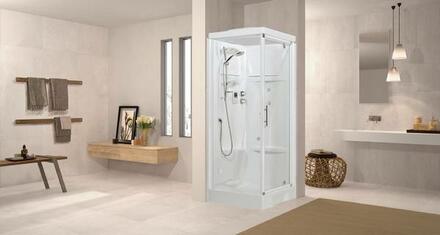 NEW HOLIDAY GF80 - Cabine de douche carrée avec porte réversible et paroi fixe réversible