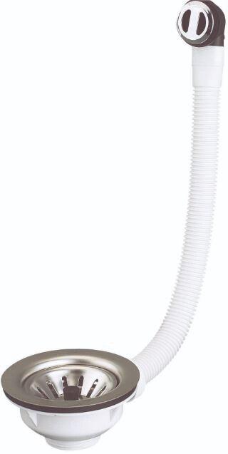 BONDE - A panier - Inox-Plastique ø 114 mm - Pour évier de synthèse perçage ø 90 mm