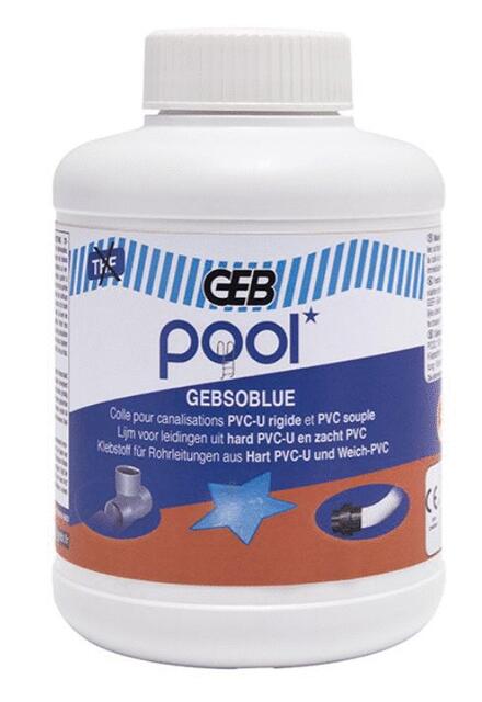 POOL'GEBSOBLUE - Colle spéciale piscine pour canalisations PVC souple et rigide sans THF