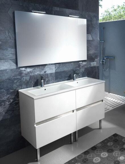 EXCLUSIVITES RICHARDSON PAR GBGROUP - Meuble tiroirs sous-vasque et miroir deco avec applique LED - Ensemble