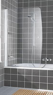 CADA - Pare baignoire pivotant réversible avec poignée chromée - Ep. verre 6 mm - Hauteur : 140 cm
