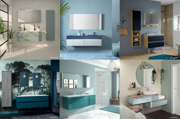 meubles de salle de bain bleu